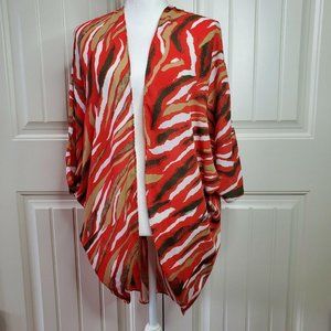 C Apparel Womens Red Multicolor Open Front Shrug S